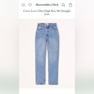 Abercrombie Curve Love Ultra High Rise 90s Straight Jeans in Medium Wash